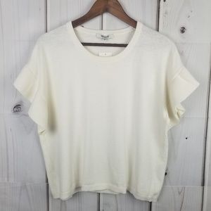 NWT Madewell Ruffle Sleeve Sweater Tee Ivory